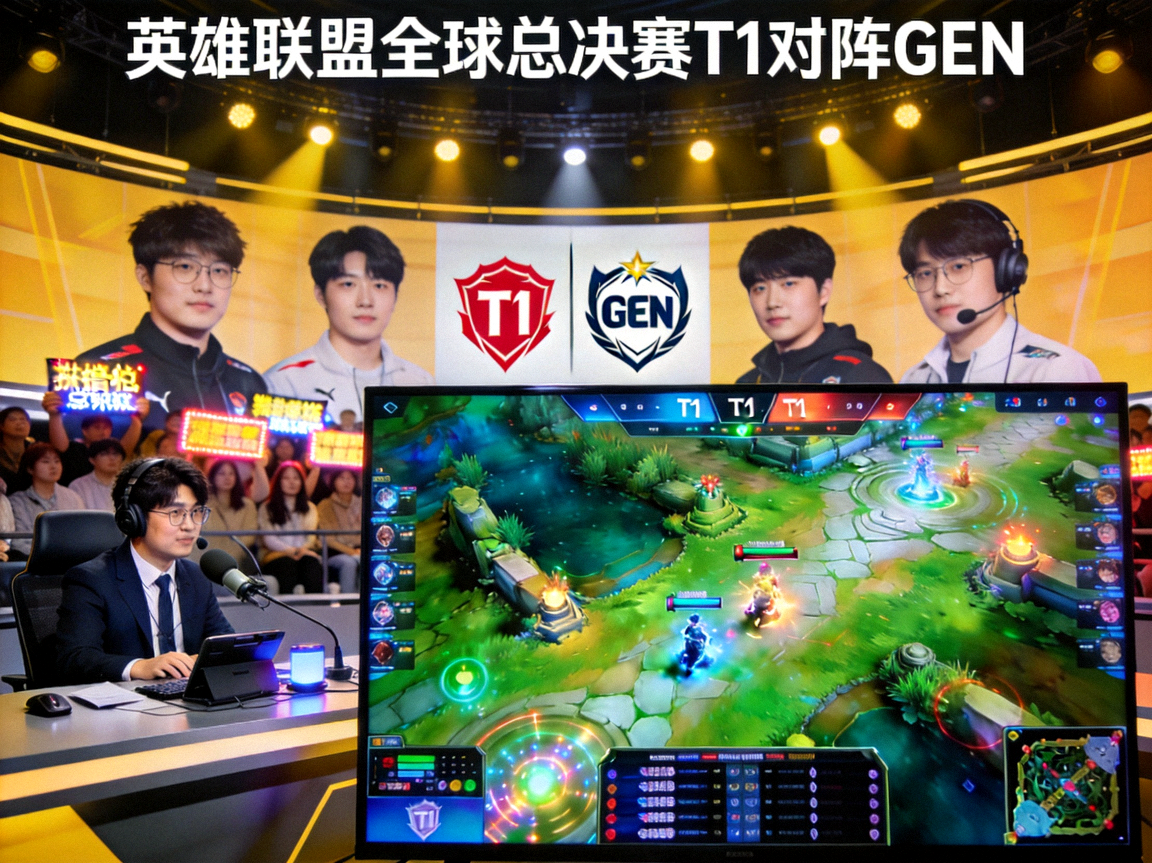 世界杯直播间 - 英雄联盟全球总决赛T1对阵GEN电竞比赛画面
